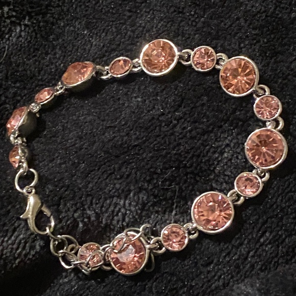 Jewelry - Pink Rhinestone Silver Bracelet